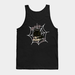 Happy Halloween, black cat on top of skull Tank Top